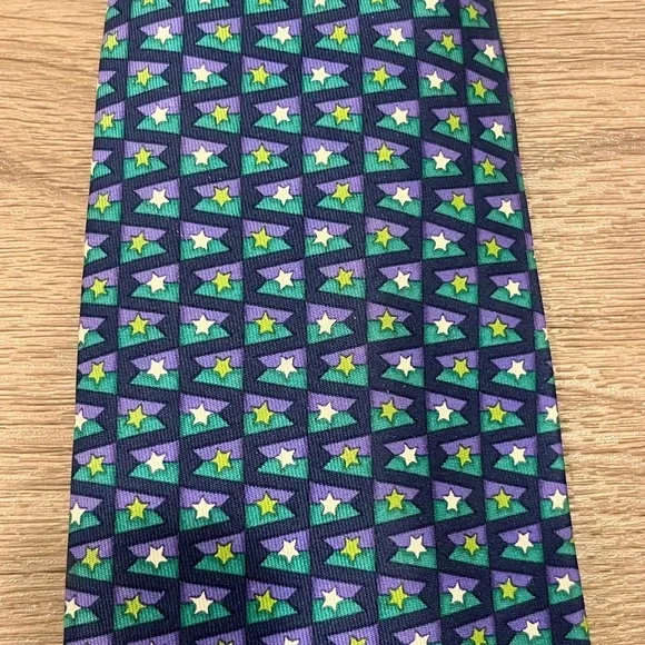 SALVATORE FERRAGAMO Star Printed 100% Silk Tie